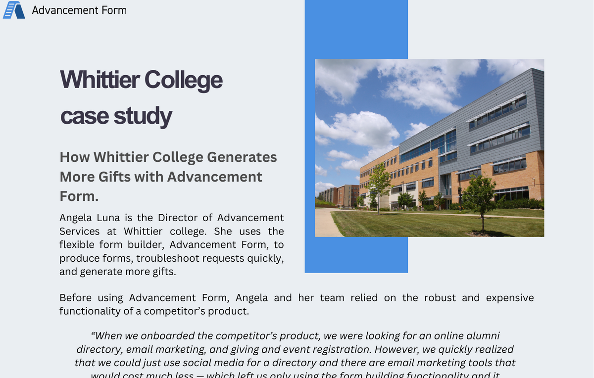 Whittier College case study preview